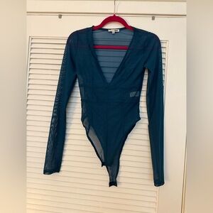 Fashion Nova Sheer Long Sleeve Bodysuit
